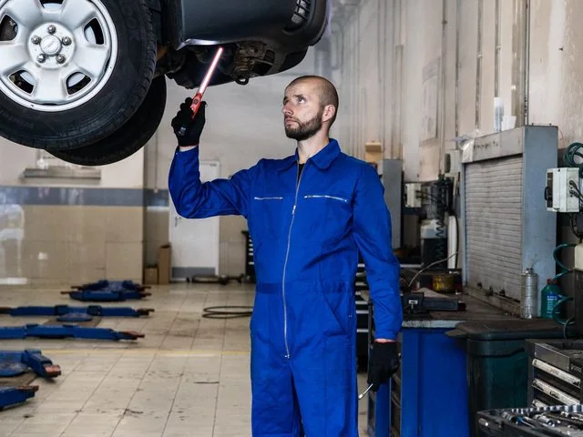 Мастер автосервиса за работой